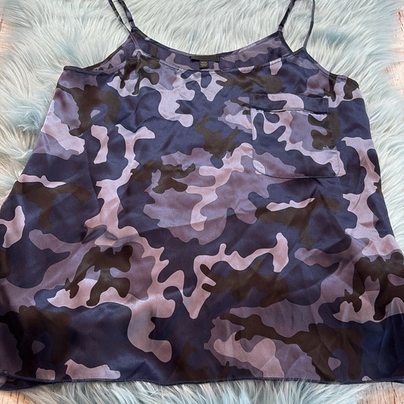 ATM Anthony Thomas Melillo Blue Camo Silk Satin Pocket Tank Top sz M - Picture 8 of 11